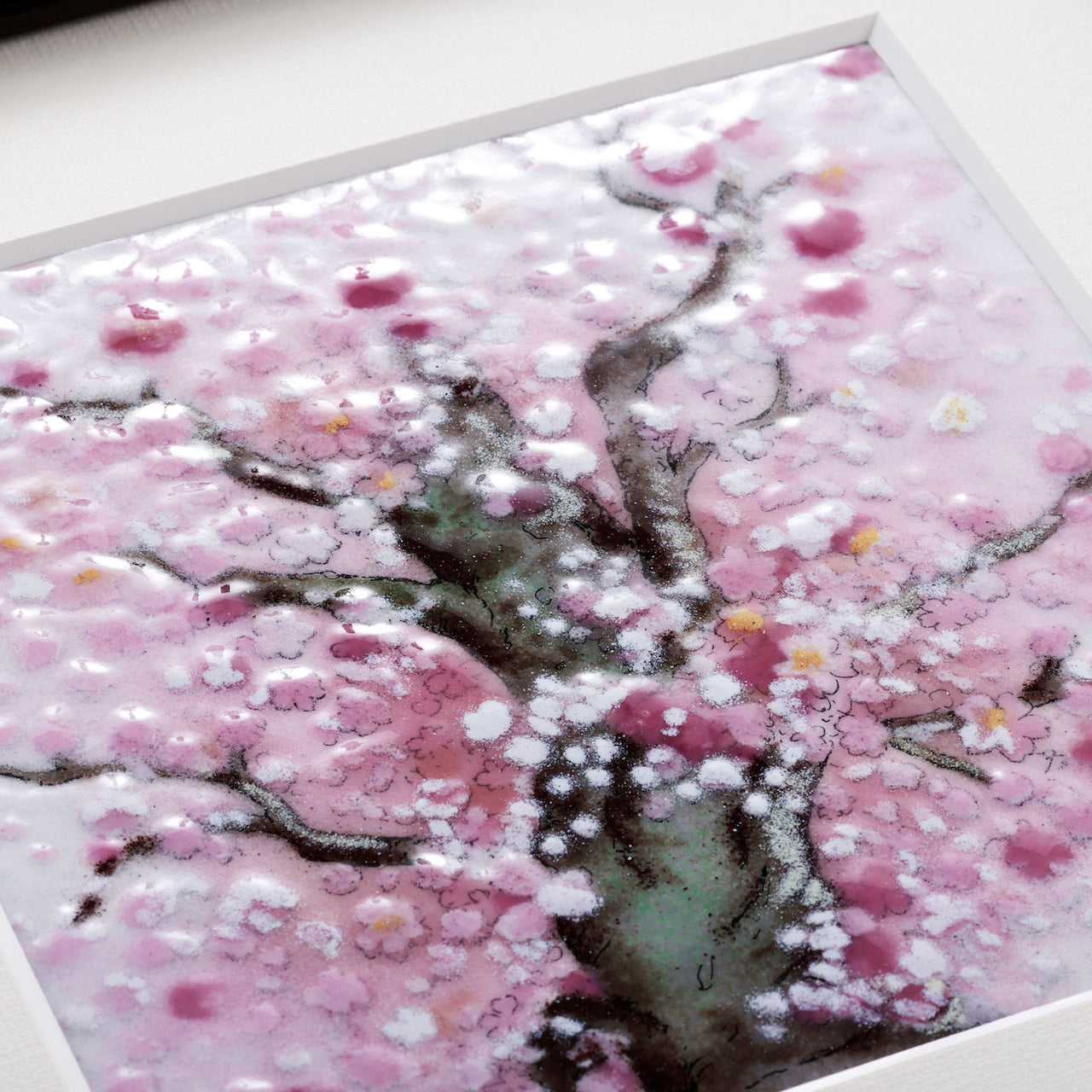 桜（茶色額） – 【京都・宇治】七宝焼絵画制作工房｜七彩工房