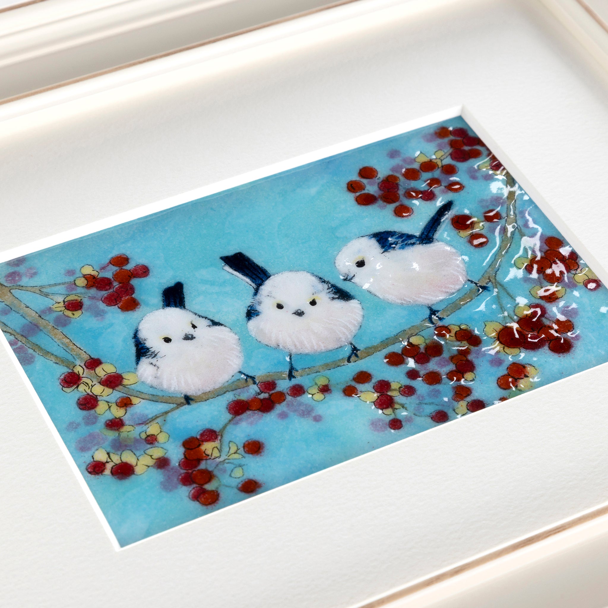 シマエナガ（白額） – 【京都・宇治】七宝焼絵画制作工房｜七彩工房