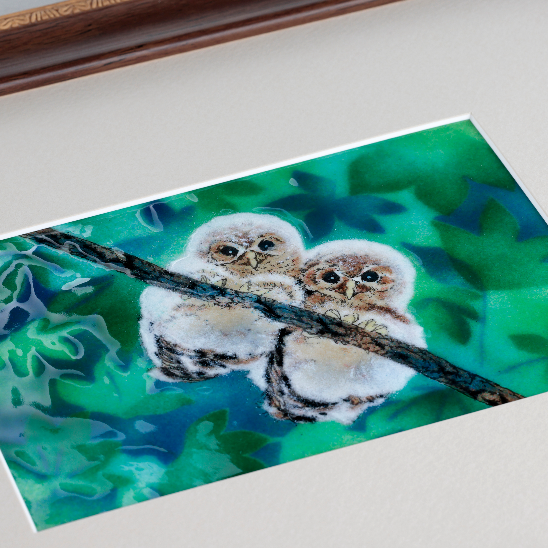 二羽のフクロウ – 【京都・宇治】七宝焼絵画制作工房｜七彩工房