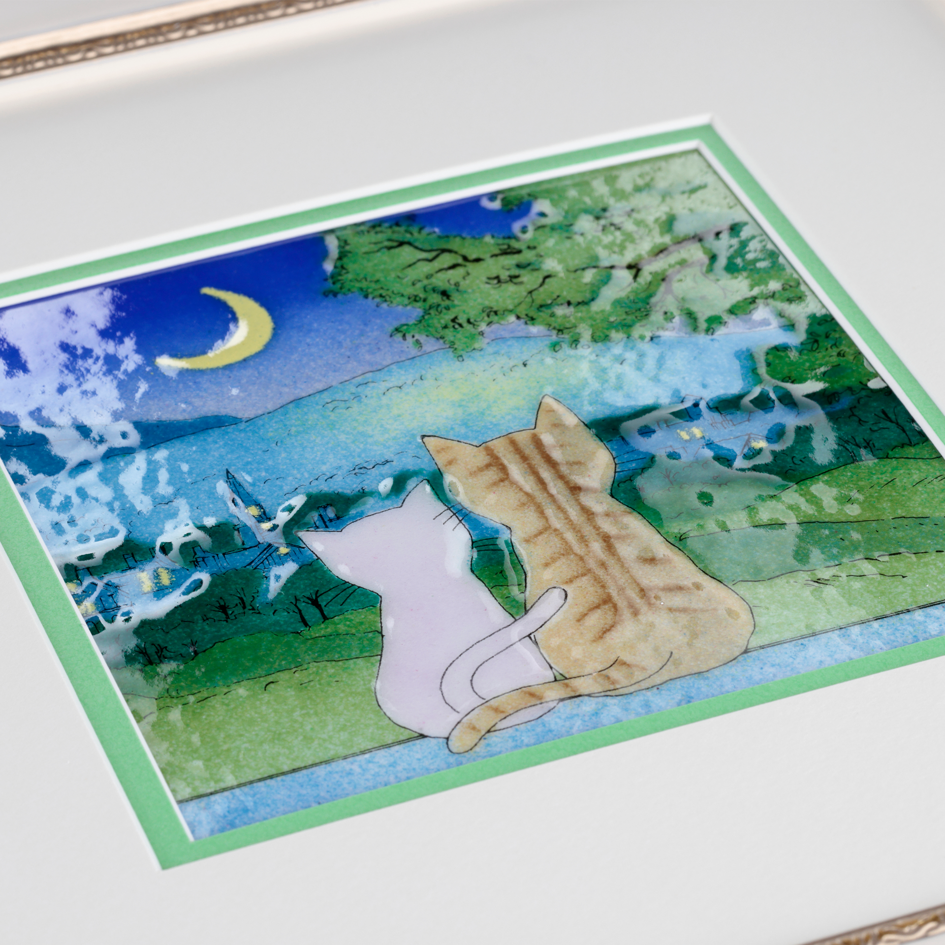 月夜のネコ – 【京都・宇治】七宝焼絵画制作工房｜七彩工房